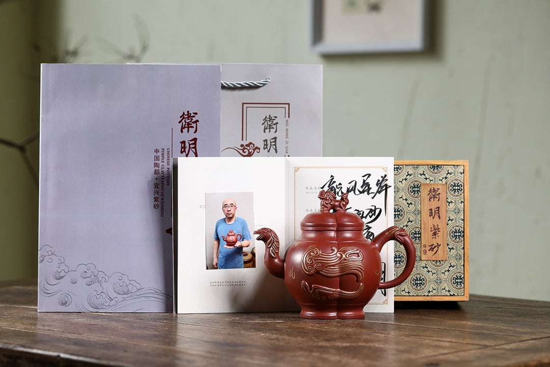 SILINE Senior Master Handmade Yixing Zisha Clay Teapot -570ml,Zhuni 高工王卫明,龙凤呈祥
