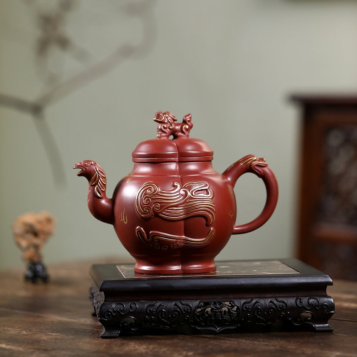 SILINE Senior Master Handmade Yixing Zisha Clay Teapot -570ml,Zhuni 高工王卫明,龙凤呈祥