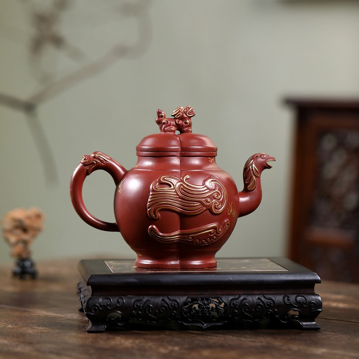 SILINE Senior Master Handmade Yixing Zisha Clay Teapot -570ml,Zhuni 高工王卫明,龙凤呈祥