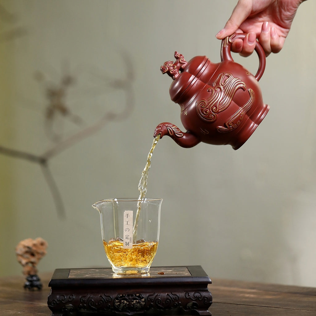 SILINE Senior Master Handmade Yixing Zisha Clay Teapot -570ml,Zhuni 高工王卫明,龙凤呈祥