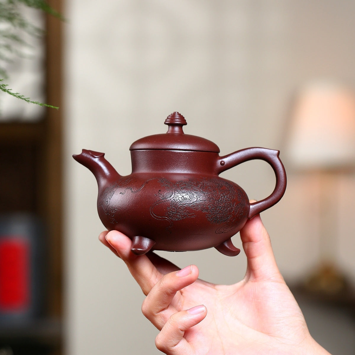 SILINE Master Handmade Yixing Zisha Clay Teapot -290ml,Zini 国工周丽华,龙凤呈祥