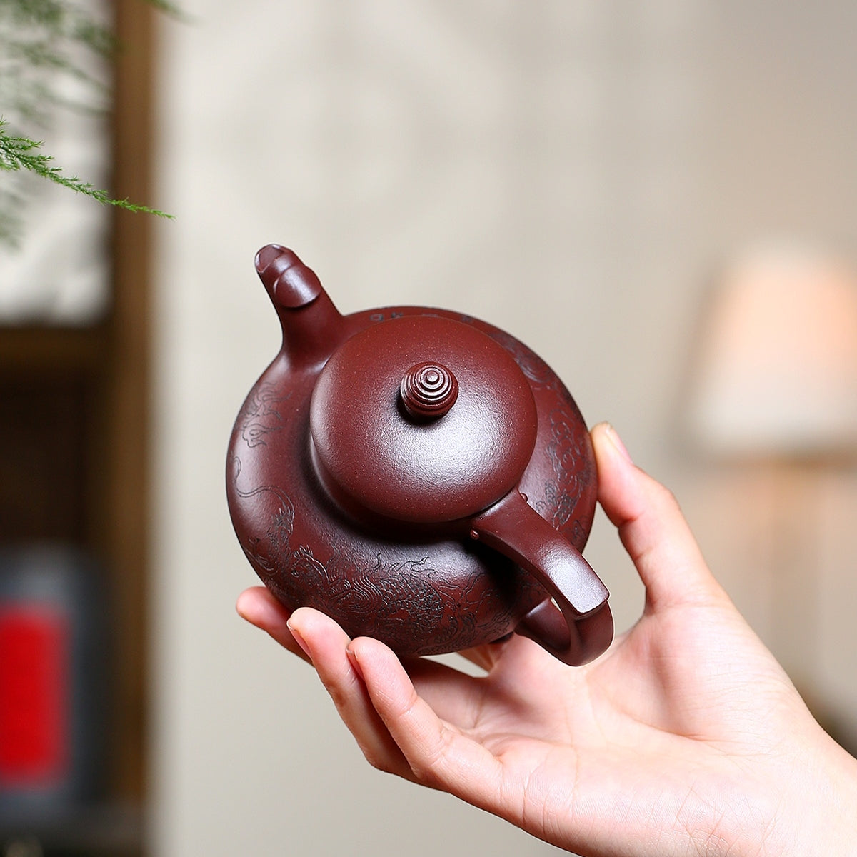 SILINE Master Handmade Yixing Zisha Clay Teapot -290ml,Zini 国工周丽华,龙凤呈祥