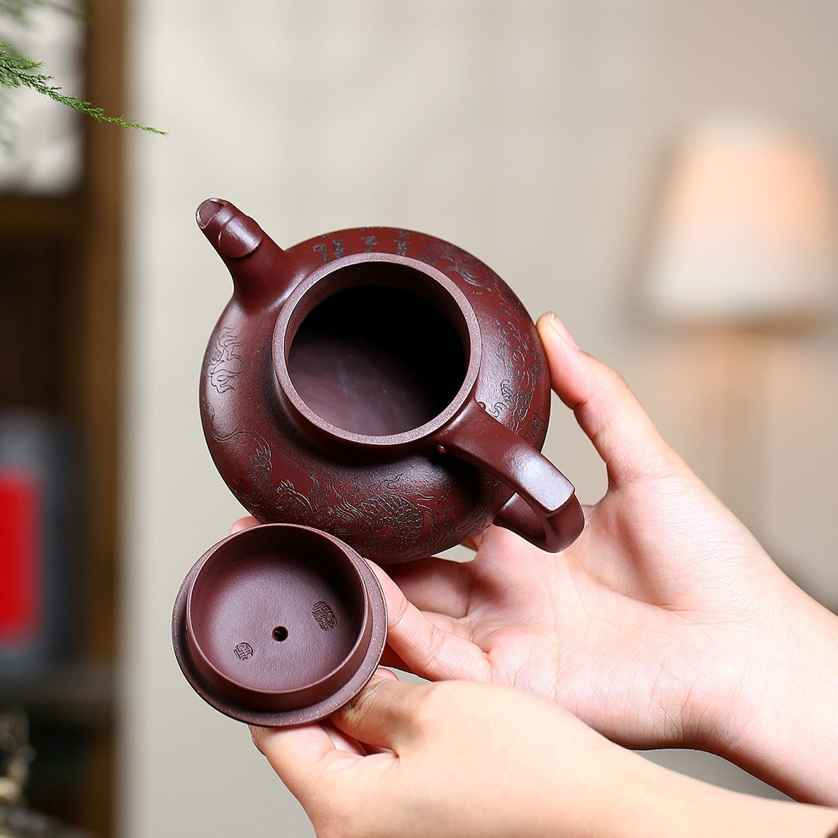 SILINE Master Handmade Yixing Zisha Clay Teapot -290ml,Zini 国工周丽华,龙凤呈祥