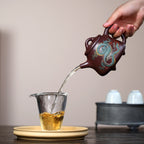 SILINE Master Handmade Yixing Zisha Clay Teapot -350ml,Zini  国工周丽华,高石瓢·龙腾四海
