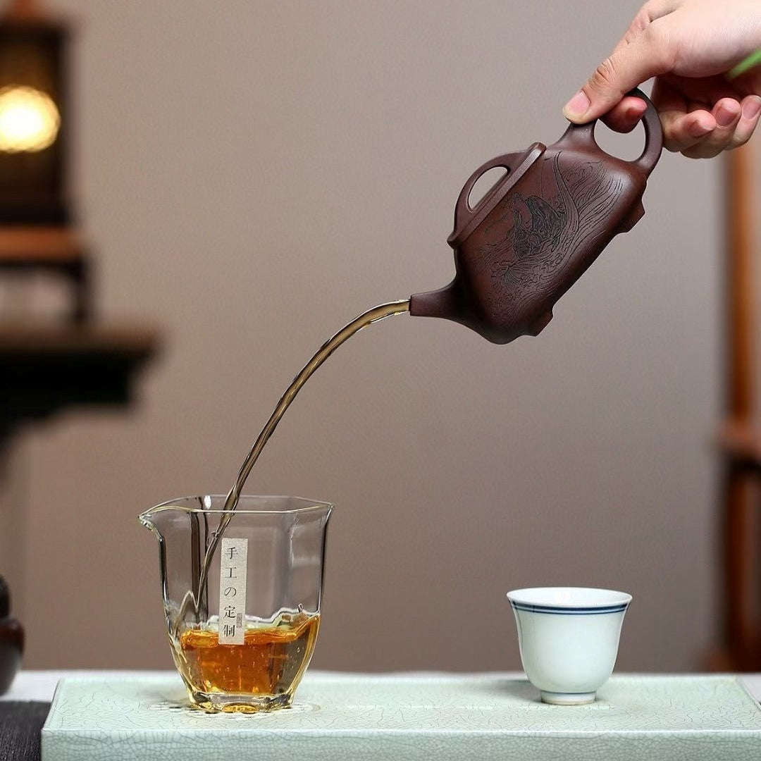SILINE Master Handmade Yixing Zisha Clay Teapot -320ml,Zini 国工周丽华,四方石瓢