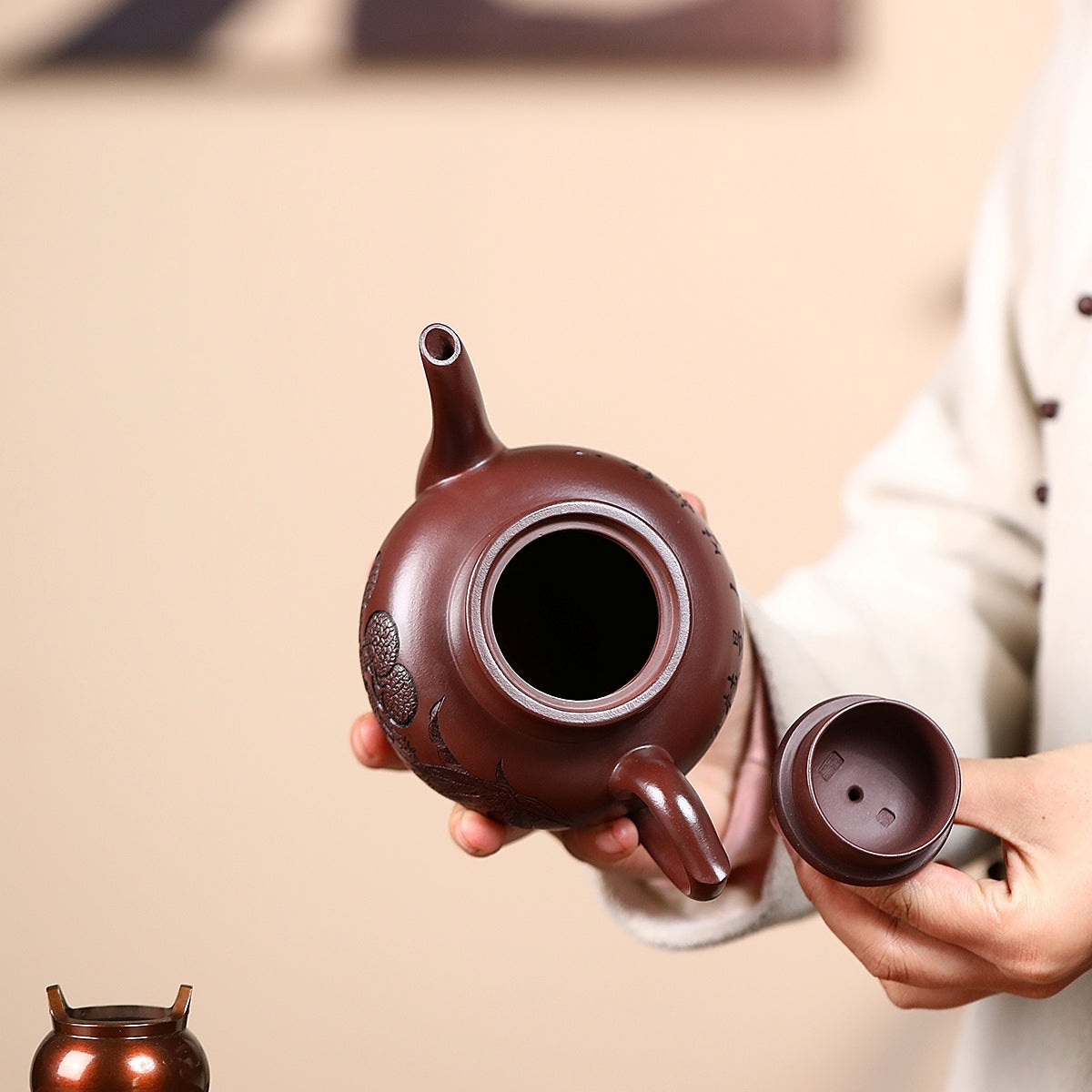 SILINE Master Handmade Yixing Zisha Clay Teapot -290ml,Zini 国工周丽华,龙凤呈祥