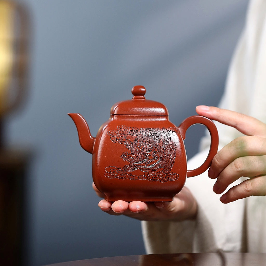 SILINE Master Handmade Yixing Zisha Clay Teapot -400ml,Qingshuini 国工姚黎明,墩方