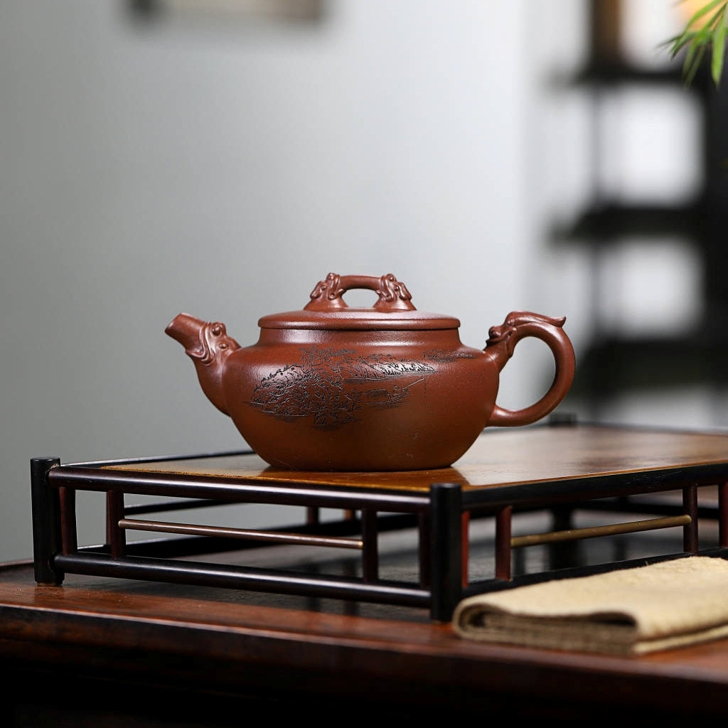 SILINE Master Handmade Yixing Zisha Clay Teapot -310ml,Zini 国工吴伟明,龙腾