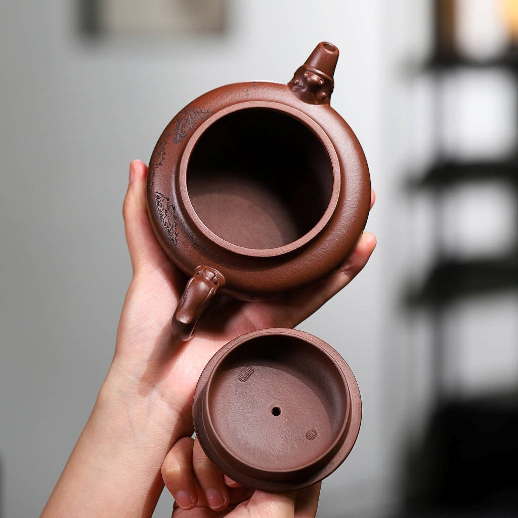SILINE Master Handmade Yixing Zisha Clay Teapot -310ml,Zini 国工吴伟明,龙腾