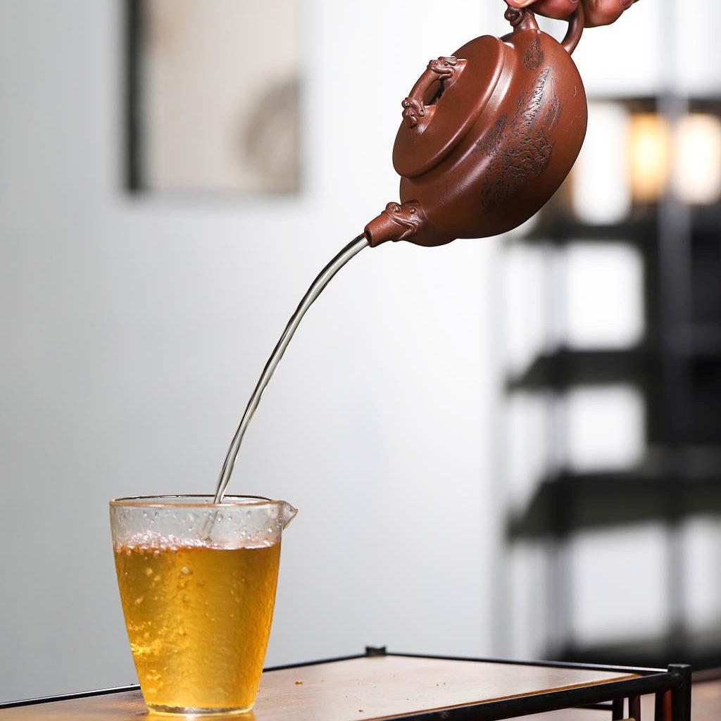 SILINE Master Handmade Yixing Zisha Clay Teapot -310ml,Zini 国工吴伟明,龙腾