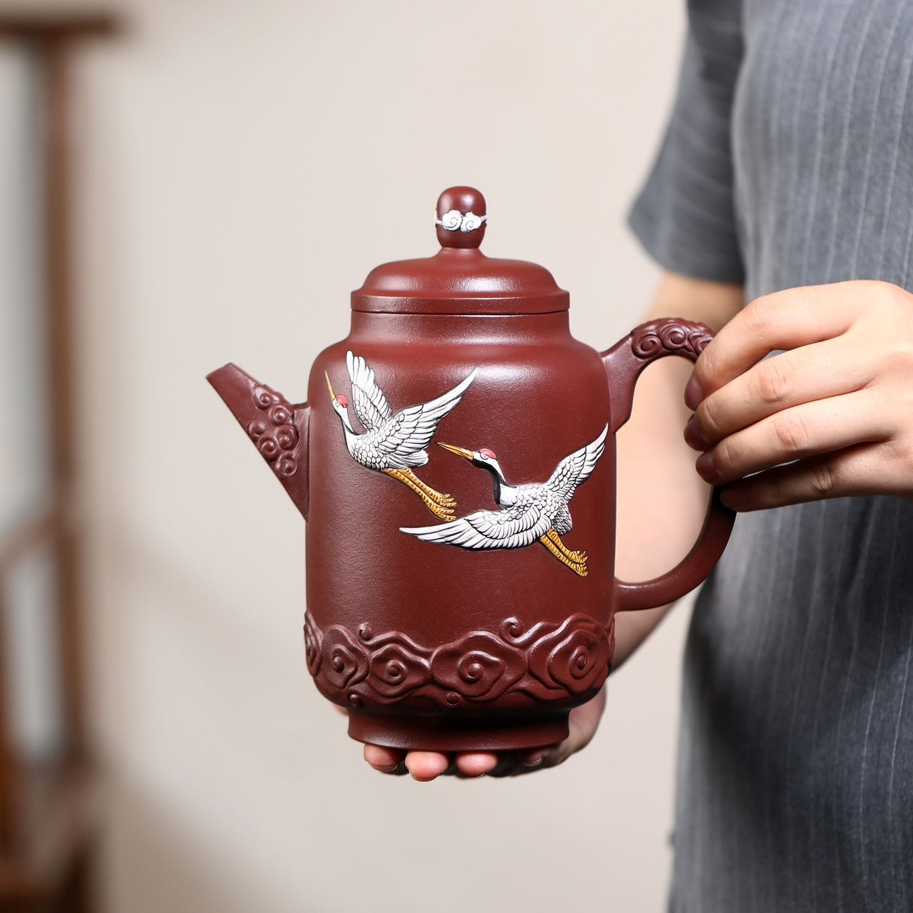 SILINE Professor Master Handmade Yixing Zisha Clay Teapot -950ml,Zini 正高尹祥明,云柱·紫气东来