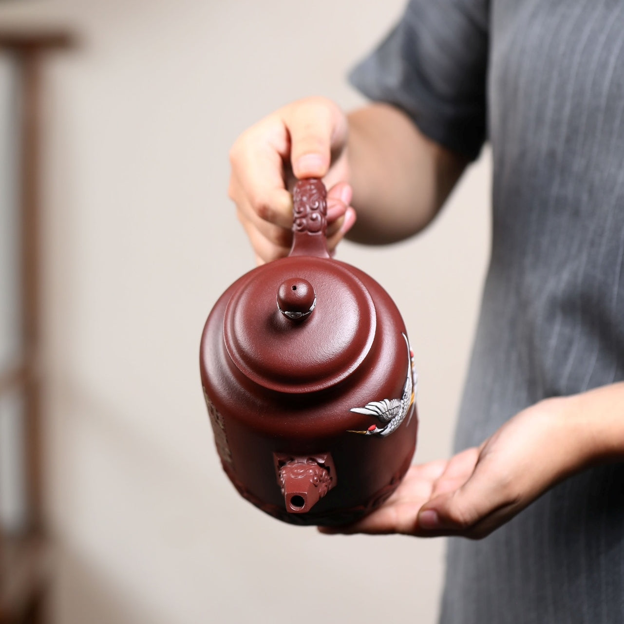 SILINE Professor Master Handmade Yixing Zisha Clay Teapot -950ml,Zini 正高尹祥明,云柱·紫气东来