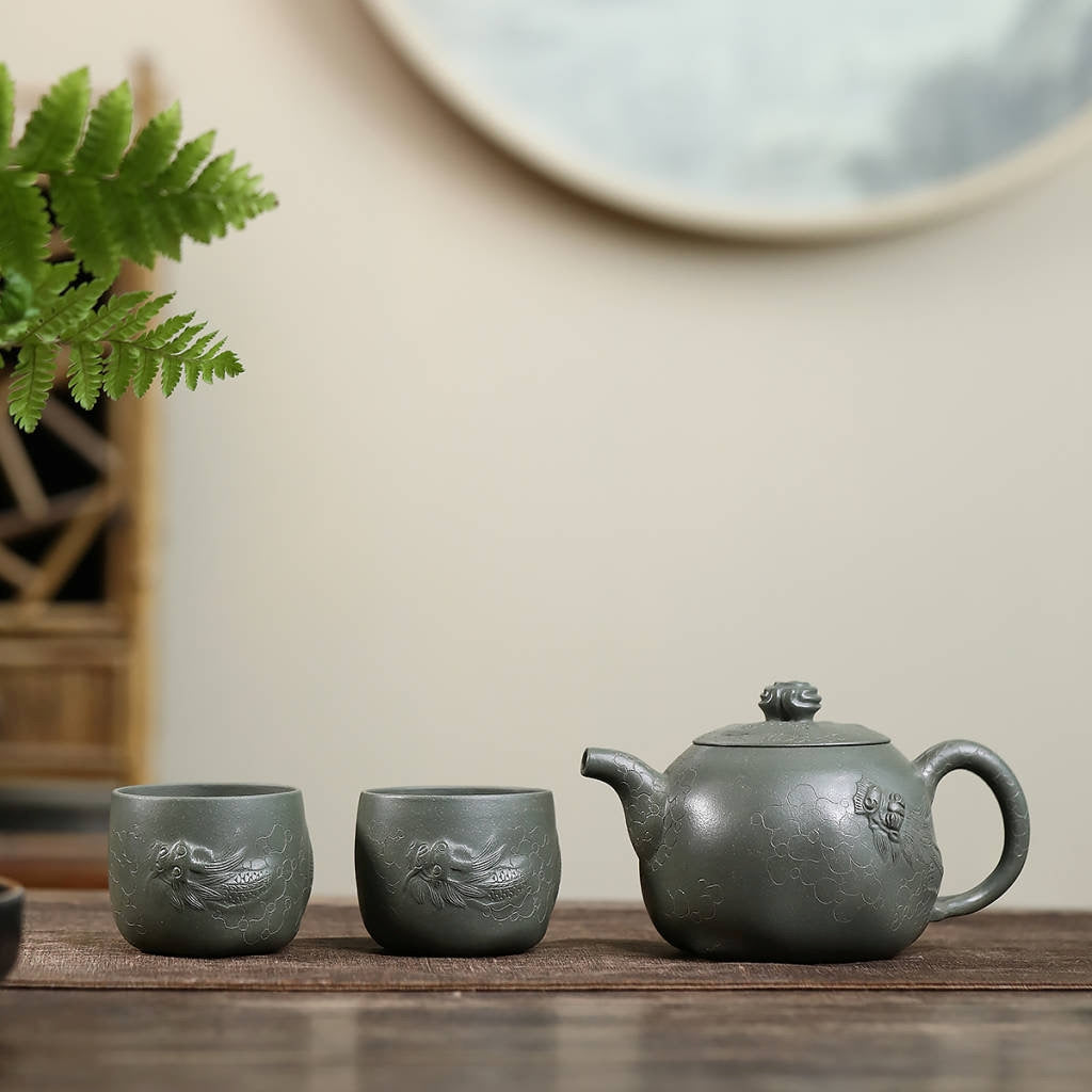 SILINE Senior Master Handmade Yixing Zisha Clay Teapot -350ml,Duanni 高工范永芳,龙供春·套壶