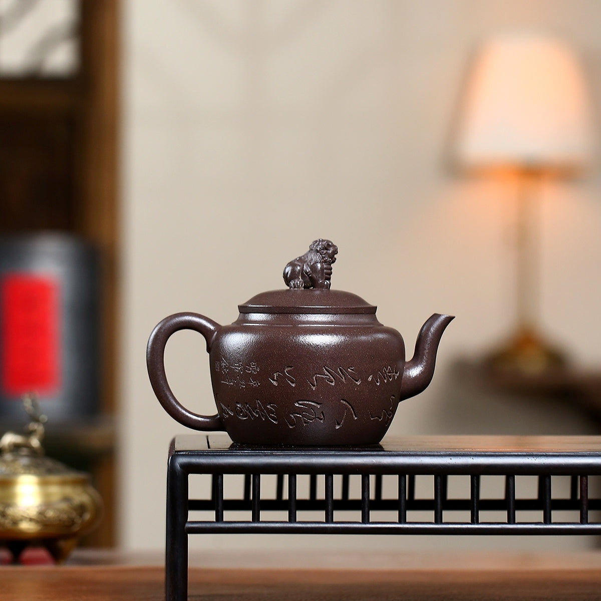 SILINE Senior Master Handmade Yixing Zisha Clay Teapot -300ml,Duanni 高工张暗军,狮灯