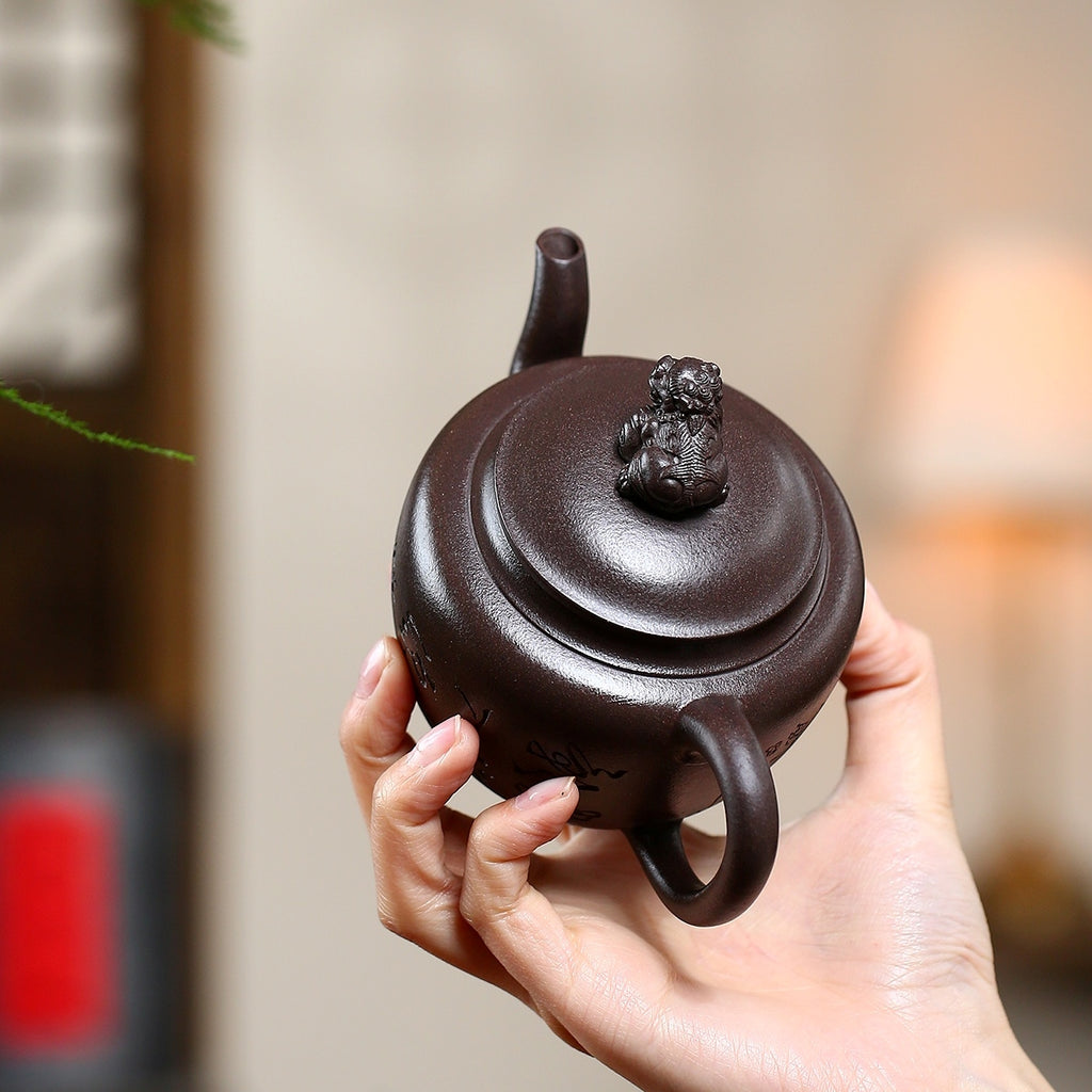 SILINE Senior Master Handmade Yixing Zisha Clay Teapot -300ml,Duanni 高工张暗军,狮灯
