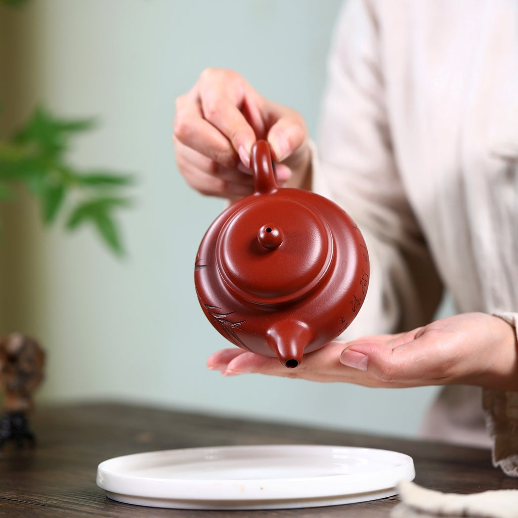SILINE Master Handmade Yixing Zisha Clay Teapot -280ml,Zhuni 国工霍菊华,掇只