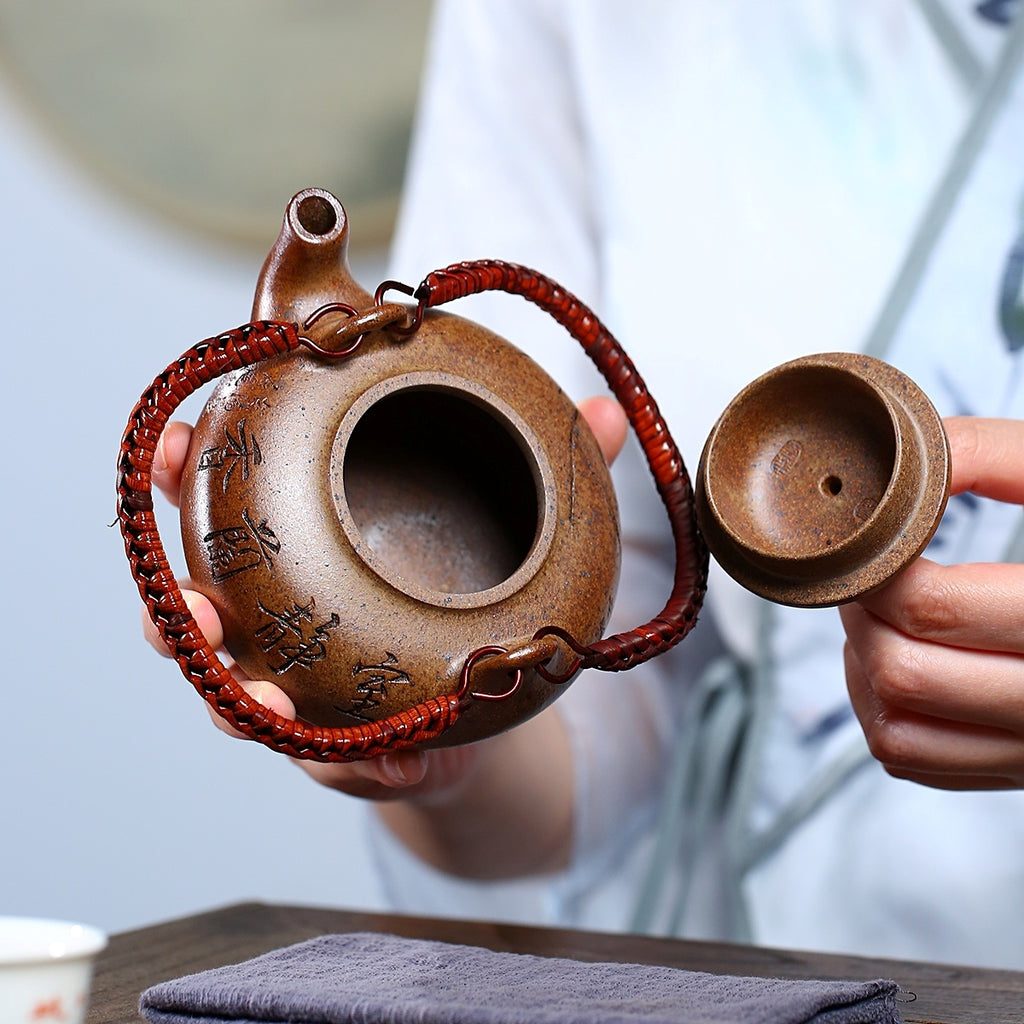 SILINE Master Handmade Yixing Zisha Clay Teapot -250ml,Duanni 国工霍菊华,幽兰提梁