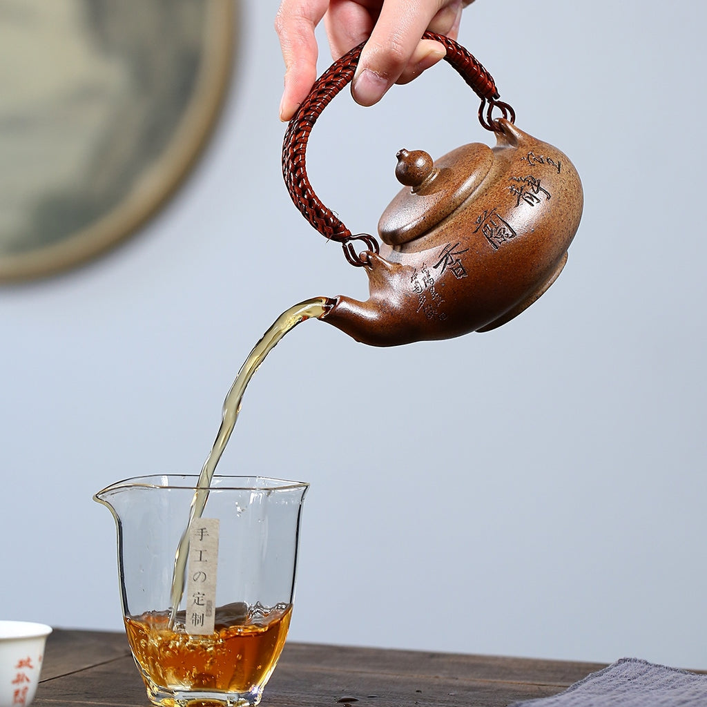 SILINE Master Handmade Yixing Zisha Clay Teapot -250ml,Duanni 国工霍菊华,幽兰提梁