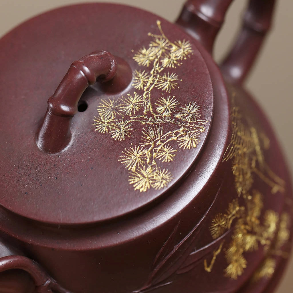 SILINE Senior Master Handmade Yixing Zisha Clay Teapot -200ml,Zini 高工范永芳,竹节柱瓢