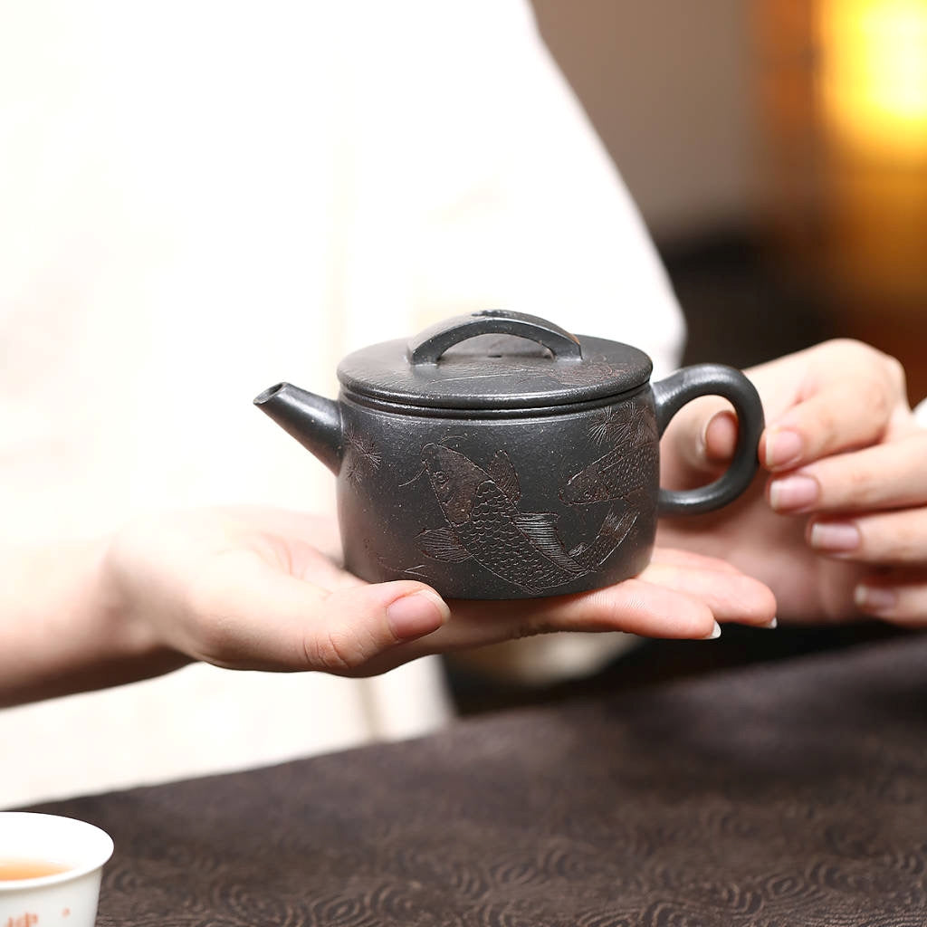 SILINE Senior Master Handmade Yixing Zisha Clay Teapot -160ml,Heini 高工范永芳,汉瓦