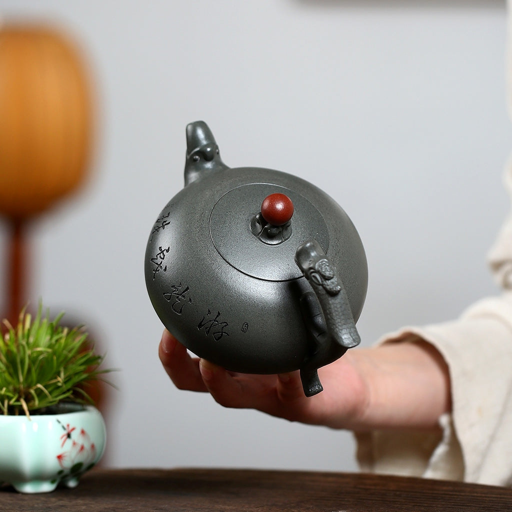 SILINE Master Handmade Yixing Zisha Clay Teapot -450ml,Duanni 国工吴卫平,游龙戏珠