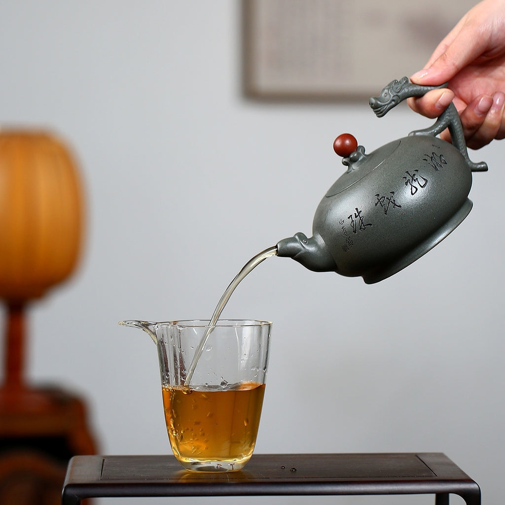 SILINE Master Handmade Yixing Zisha Clay Teapot -450ml,Duanni 国工吴卫平,游龙戏珠
