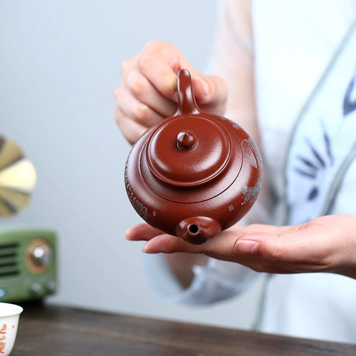 SILINE Master Handmade Yixing Zisha Clay Teapot -210ml,Zhuni 国工吴卫平,笑樱