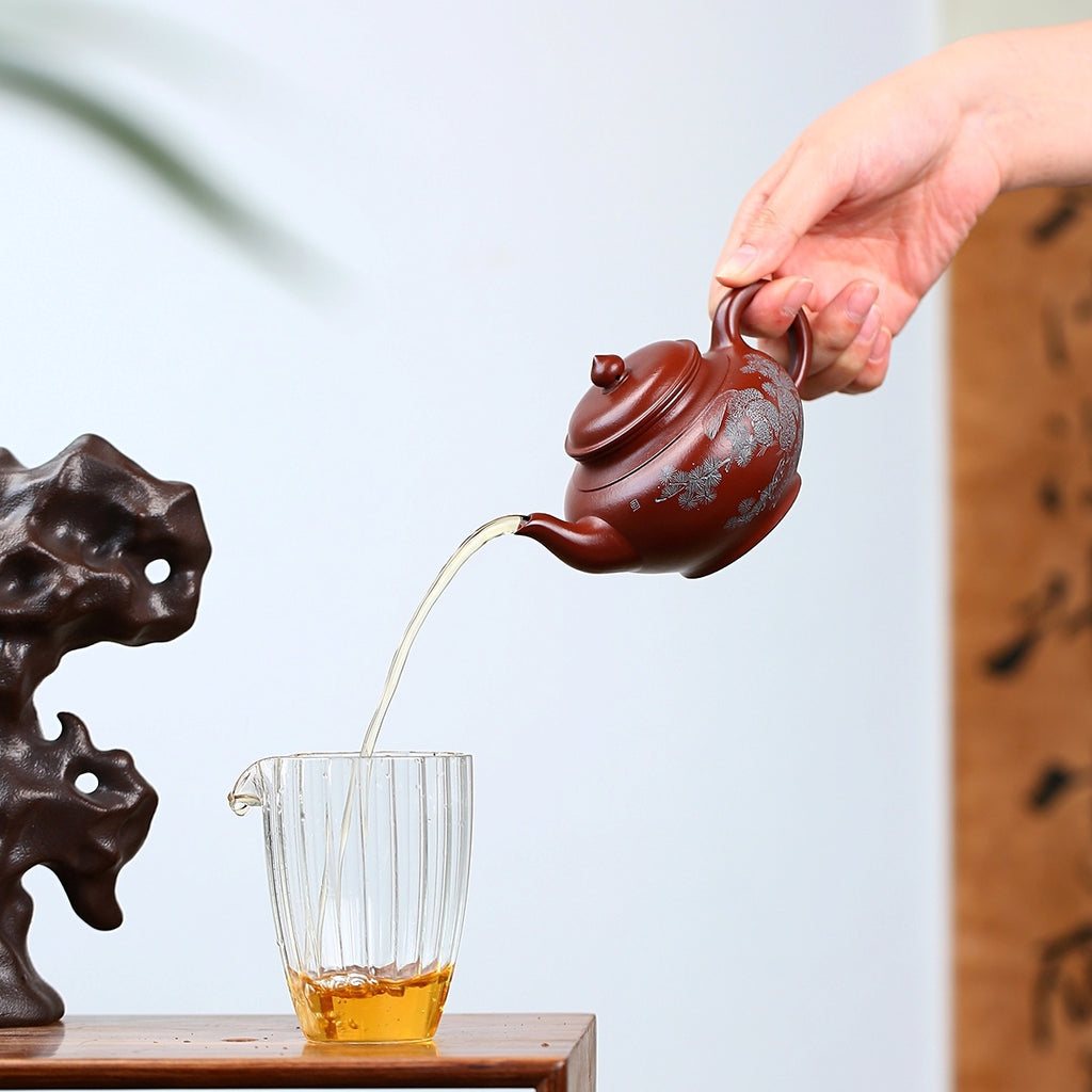 SILINE Master Handmade Yixing Zisha Clay Teapot -210ml,Zhuni 国工吴卫平,笑樱
