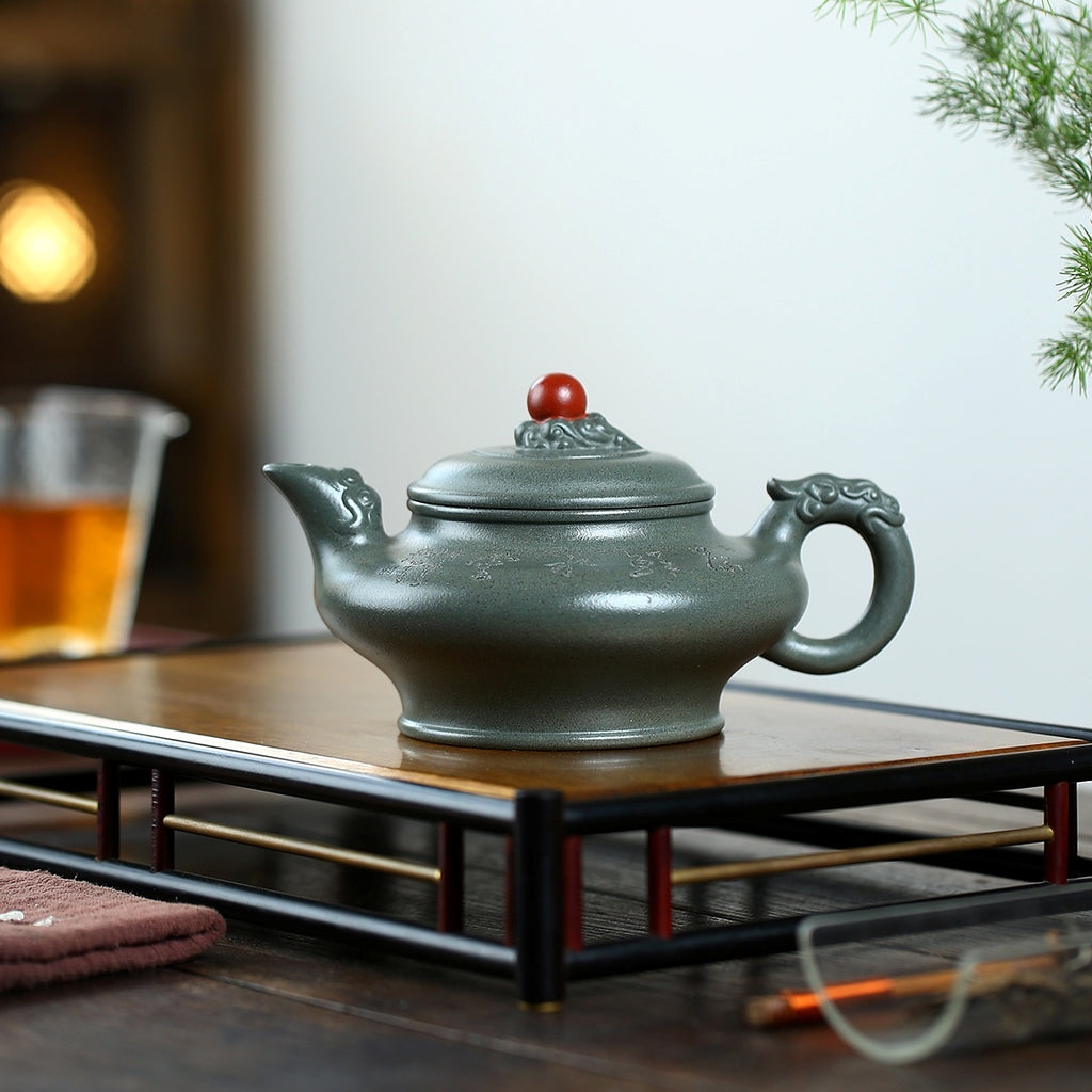 SILINE Master Handmade Yixing Zisha Clay Teapot -370ml,Duanni 国工吴卫平,祥龙虚扁