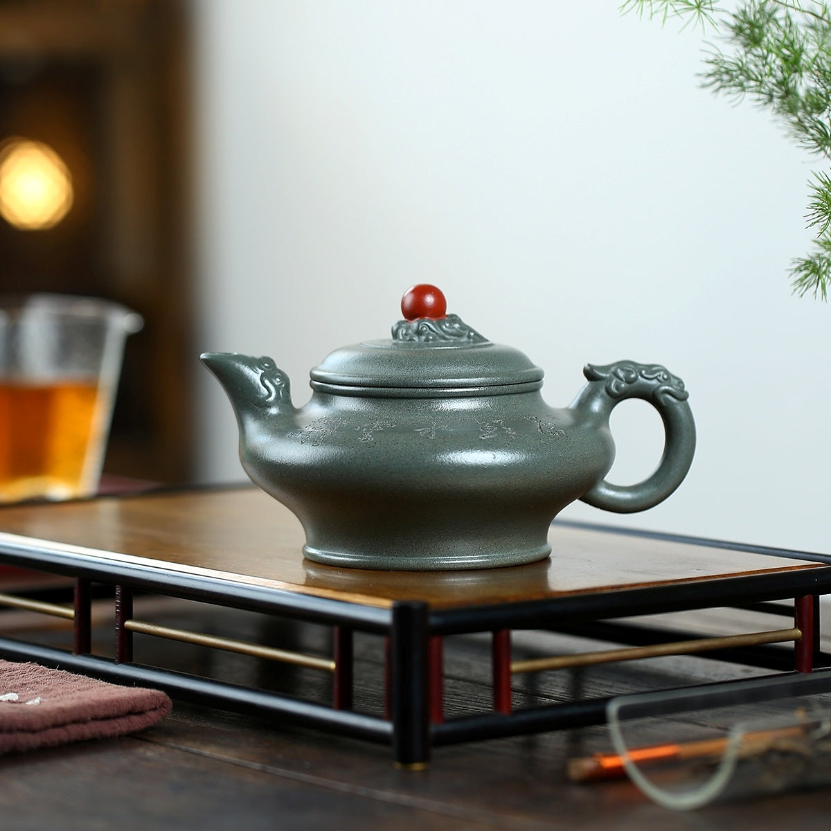 SILINE Master Handmade Yixing Zisha Clay Teapot -370ml,Duanni 国工吴卫平,祥龙虚扁