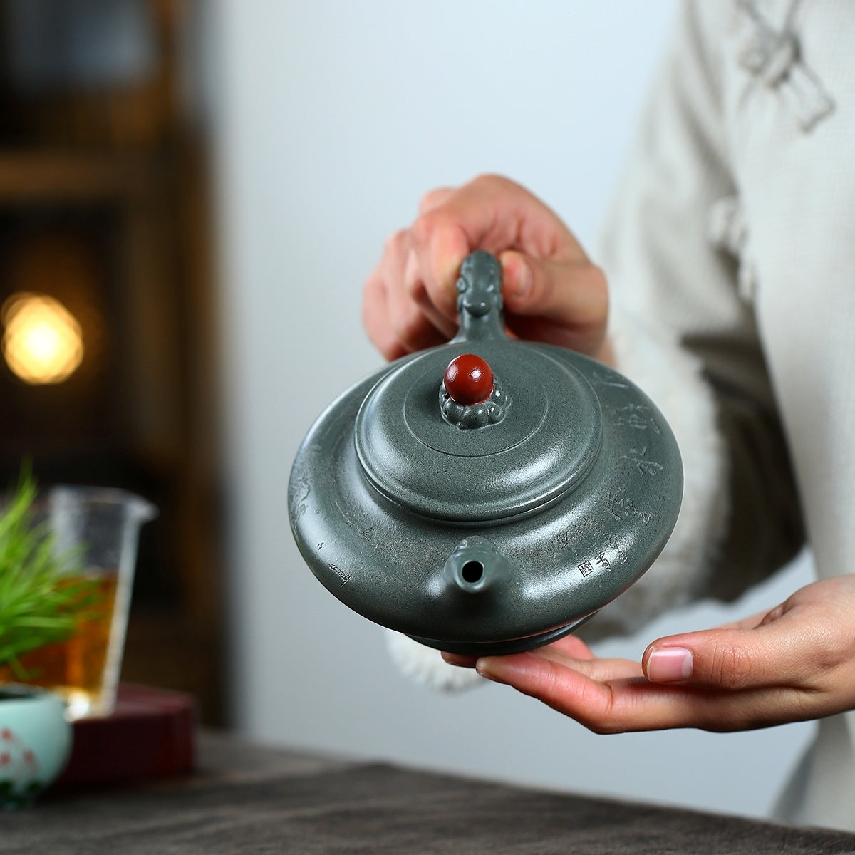 SILINE Master Handmade Yixing Zisha Clay Teapot -370ml,Duanni 国工吴卫平,祥龙虚扁