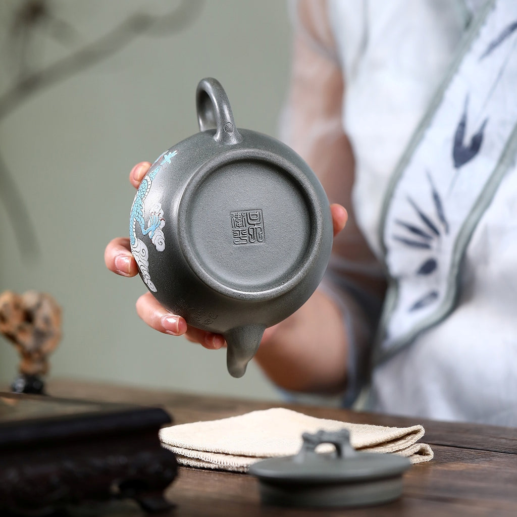SILINE Master Handmade Yixing Zisha Clay Teapot -260ml,Duanni 国工吴卫平,龙腾祥云