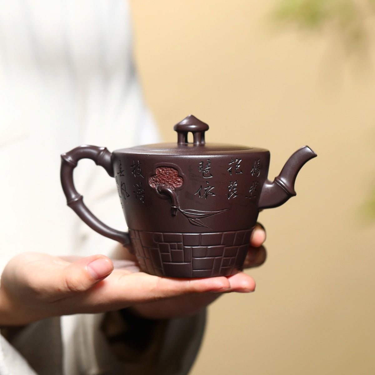 SILINE Professor Master Handmade Yixing Zisha Clay Teapot -350ml,Zini 正高眭龙俊,祥竹