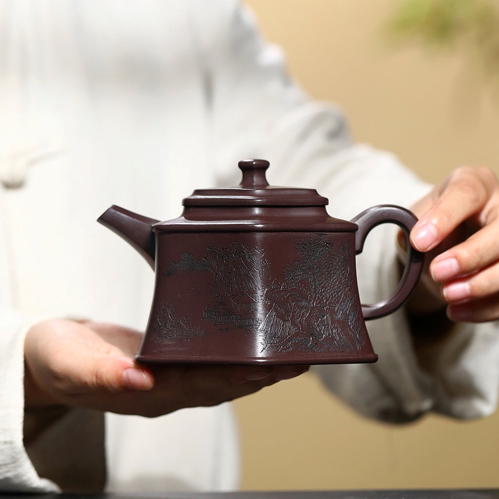 SILINE Professor Master Handmade Yixing Zisha Clay Teapot -475ml,Zini 正高眭龙俊,六方玉樽