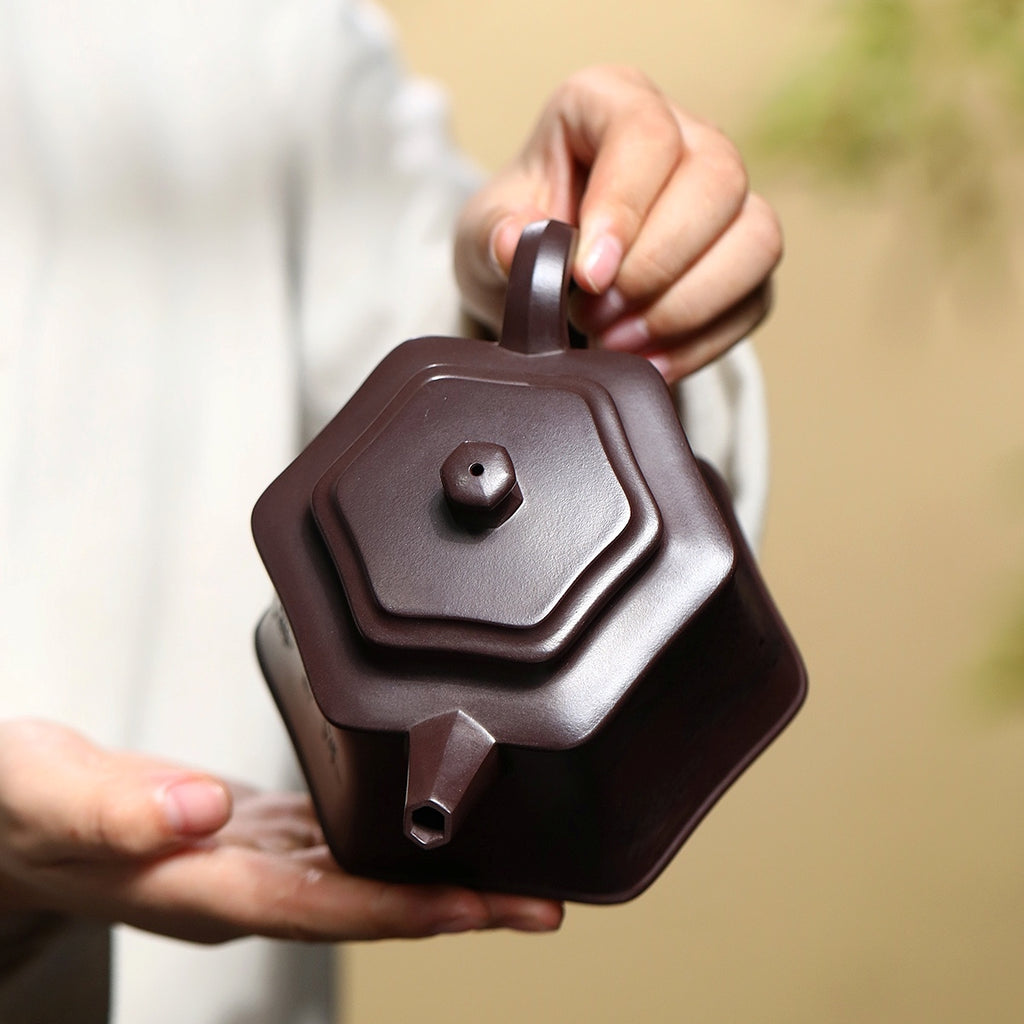 SILINE Professor Master Handmade Yixing Zisha Clay Teapot -475ml,Zini 正高眭龙俊,六方玉樽
